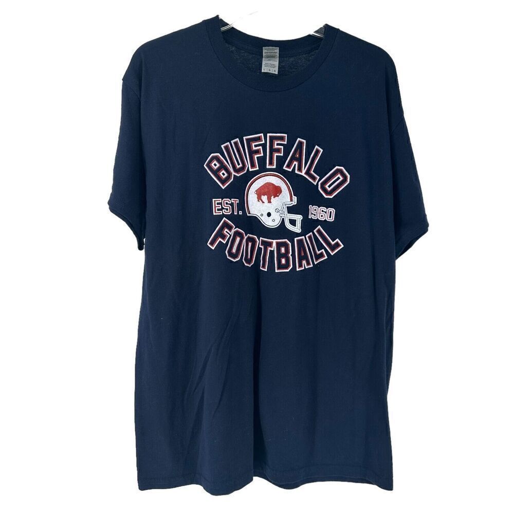 Buffalo Bills T Shirt Mens Size L Blue Short Sleeve NFL Football NY Gildan Top